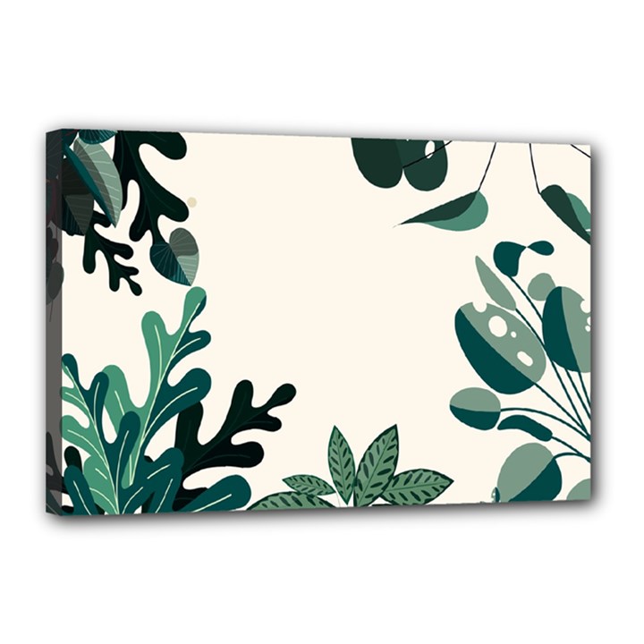 Leaves Plants Foliage Border Canvas 18  x 12  (Stretched)