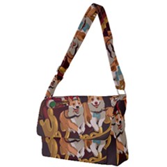 Christmas Santa Claus Dog Sled Full Print Messenger Bag (l) by Sarkoni