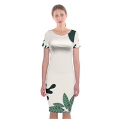 Leaves Plants Foliage Border Classic Short Sleeve Midi Dress by Sarkoni