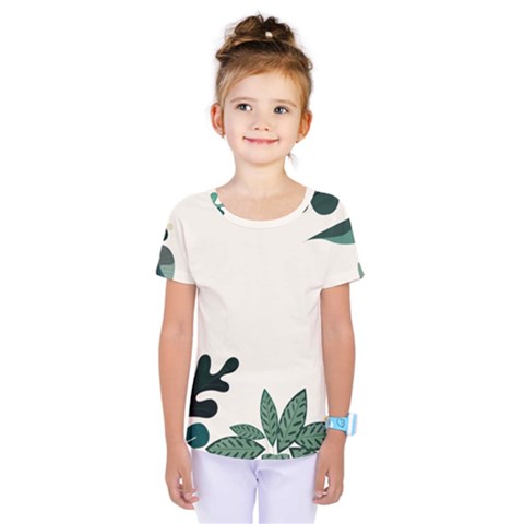 Leaves Plants Foliage Border Kids  One Piece T-shirt by Sarkoni