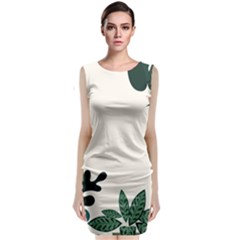 Leaves Plants Foliage Border Sleeveless Velvet Midi Dress by Sarkoni