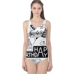 Happy Birthday Celebration Party One Piece Swimsuit by Sarkoni