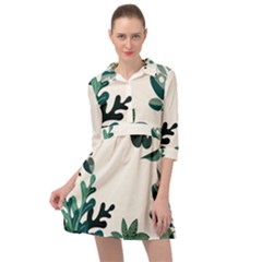 Leaves Plants Foliage Border Mini Skater Shirt Dress by Sarkoni