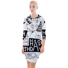 Happy Birthday Celebration Party Quarter Sleeve Hood Bodycon Dress by Sarkoni