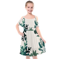 Leaves Plants Foliage Border Kids  Cut Out Shoulders Chiffon Dress by Sarkoni