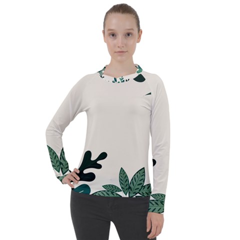 Leaves Plants Foliage Border Women s Pique Long Sleeve T-shirt by Sarkoni