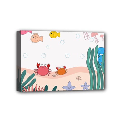 Cartoon Marine Life Marine Drawing Mini Canvas 6  X 4  (stretched) by Sarkoni