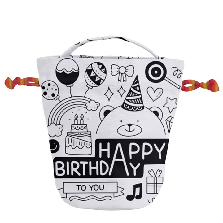 Happy Birthday Celebration Party Drawstring Bucket Bag