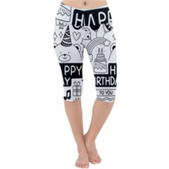 Happy Birthday Celebration Party Lightweight Velour Cropped Yoga Leggings by Sarkoni