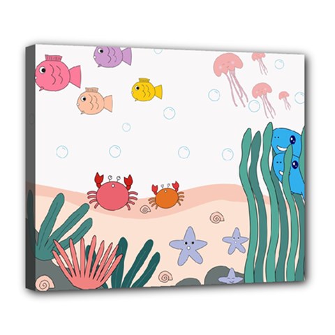 Cartoon Marine Life Marine Drawing Deluxe Canvas 24  X 20  (stretched) by Sarkoni