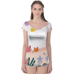 Cartoon Marine Life Marine Drawing Boyleg Leotard  by Sarkoni