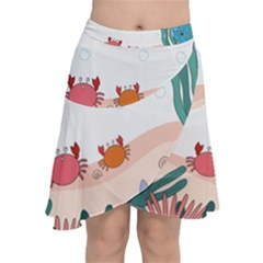 Cartoon Marine Life Marine Drawing Chiffon Wrap Front Skirt