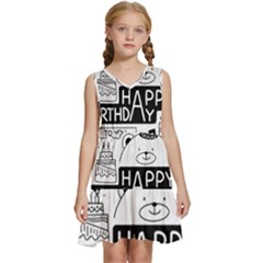 Happy Birthday Celebration Party Kids  Sleeveless Tiered Mini Dress by Sarkoni