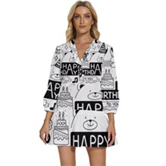 Happy Birthday Celebration Party V-neck Placket Mini Dress by Sarkoni