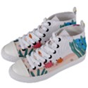 Cartoon Marine Life Marine Drawing Women s Mid-Top Canvas Sneakers View2