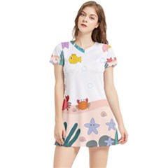 Cartoon Marine Life Marine Drawing Women s Sports Skirt by Sarkoni