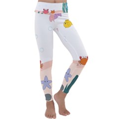 Cartoon Marine Life Marine Drawing Kids  Lightweight Velour Classic Yoga Leggings by Sarkoni