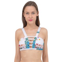 Cartoon Marine Life Marine Drawing Cage Up Bikini Top by Sarkoni