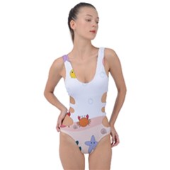 Cartoon Marine Life Marine Drawing Side Cut Out Swimsuit by Sarkoni