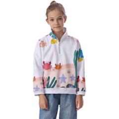 Cartoon Marine Life Marine Drawing Kids  Half Zip Hoodie by Sarkoni