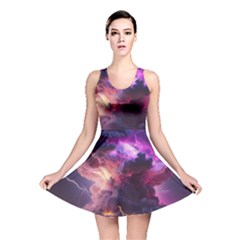 Cloud Heaven Storm Chaos Purple Reversible Skater Dress by Sarkoni