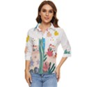 Cartoon Marine Life Marine Drawing Women s Quarter Sleeve Pocket Shirt View1