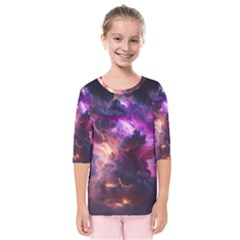 Cloud Heaven Storm Chaos Purple Kids  Quarter Sleeve Raglan T-shirt