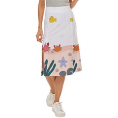 Cartoon Marine Life Marine Drawing Midi Panel Skirt by Sarkoni