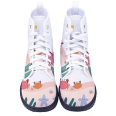 Cartoon Marine Life Marine Drawing Men s High-top Canvas Sneakers by Sarkoni