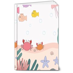 Cartoon Marine Life Marine Drawing 8  X 10  Hardcover Notebook by Sarkoni