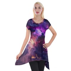 Cloud Heaven Storm Chaos Purple Short Sleeve Side Drop Tunic by Sarkoni