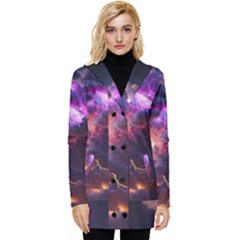 Cloud Heaven Storm Chaos Purple Button Up Hooded Coat  by Sarkoni