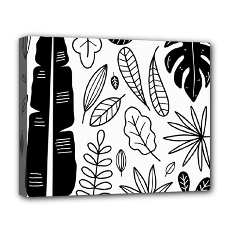 Leaves Plants Doodle Drawing Deluxe Canvas 20  X 16  (stretched) by Sarkoni