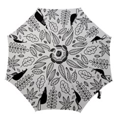 Leaves Plants Doodle Drawing Hook Handle Umbrellas (large) by Sarkoni