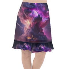 Cloud Heaven Storm Chaos Purple Fishtail Chiffon Skirt by Sarkoni