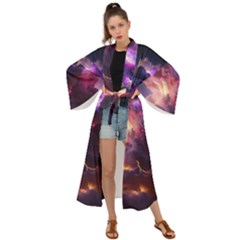 Cloud Heaven Storm Chaos Purple Maxi Kimono by Sarkoni