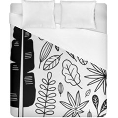 Leaves Plants Doodle Drawing Duvet Cover (california King Size) by Sarkoni