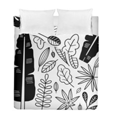 Leaves Plants Doodle Drawing Duvet Cover Double Side (full/ Double Size) by Sarkoni