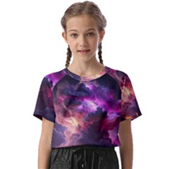 Cloud Heaven Storm Chaos Purple Kids  Basic T-shirt by Sarkoni