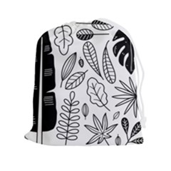 Leaves Plants Doodle Drawing Drawstring Pouch (2xl) by Sarkoni