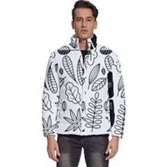 Leaves Plants Doodle Drawing Men s Puffer Bubble Jacket Coat by Sarkoni