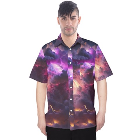 Cloud Heaven Storm Chaos Purple Men s Hawaii Shirt by Sarkoni