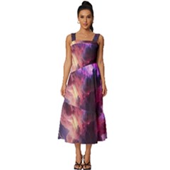 Cloud Heaven Storm Chaos Purple Square Neckline Tiered Midi Dress by Sarkoni