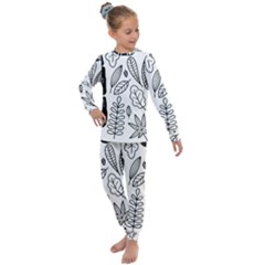 Leaves Plants Doodle Drawing Kids  Long Sleeve Set  by Sarkoni