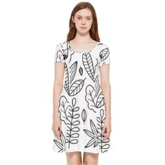 Leaves Plants Doodle Drawing Inside Out Cap Sleeve Dress by Sarkoni