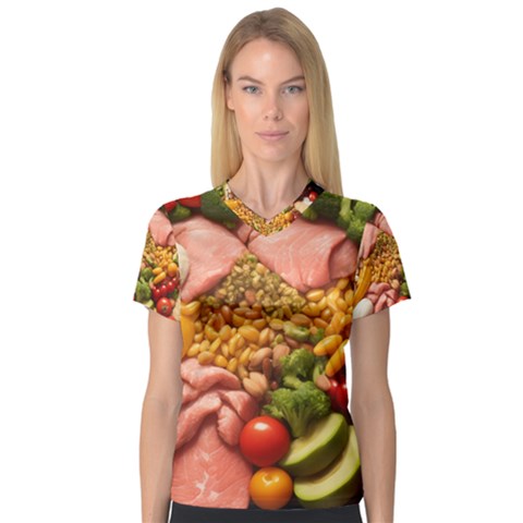 Fruit Snack Diet Bio Food Healthy V-neck Sport Mesh T-shirt by Sarkoni