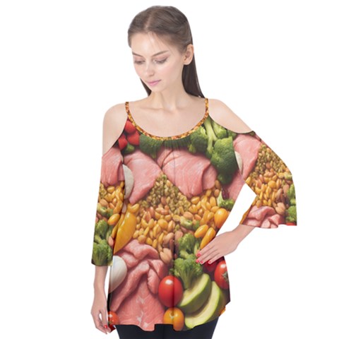 Fruit Snack Diet Bio Food Healthy Flutter Sleeve T-shirt  by Sarkoni