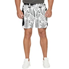 Leaves Plants Doodle Drawing Men s Runner Shorts by Sarkoni