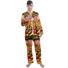 Fruit Snack Diet Bio Food Healthy Men s Long Sleeve Satin Pajamas Set by Sarkoni