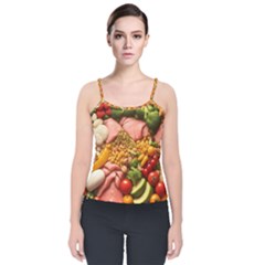 Fruit Snack Diet Bio Food Healthy Velvet Spaghetti Strap Top by Sarkoni